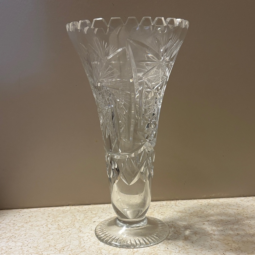 Clear Cut Glass Crystal-Style Decorative Vase - Home Accents